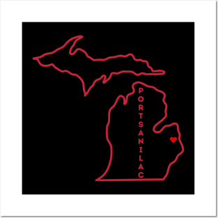 Port Sanilac MI Love (red) Posters and Art